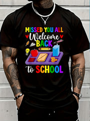 Missed You All Welcome Back To School Graphic Tee for Men Women, Cute First Day Teacher Short Sleeve T-Shirt, Casual Crew Neck Top for School Staff Gift
