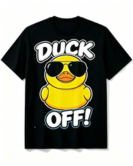 Unisex Cool Sunglasses Rubber Duck Graphic T‑Shirt, Fun Street Cartoon Duck Print Casual Crew Neck Short Sleeve Novelty Tee for Men Women Adults