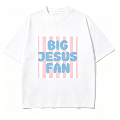 Unisex Big Jesus Fan Unisex T-Shirt Men Women Loose Casual T‑Shirt Loose‑Fit Breathable Cotton Casual Streetwear Apparel for Men Women