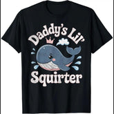 Funny Ocean Animal Whale Print Letter‑Pattern Unisex Cotton Daily Tee Shirt