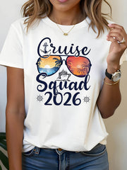 Cruise Squad 2026 Summer Short Sleeve Crew Neck Cartoon Holiday Gift Unisex Tee