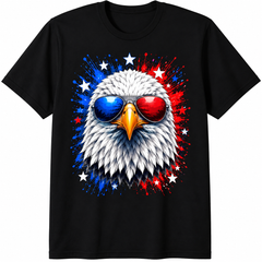 Patriotic Eagle Sunglasses Freedom Bird 4th July USA Pride Graphic Unisex Tee