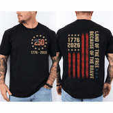 1776 2026 America 250 Patriotic USA Front Back 4th July Independence Unisex Tee