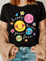 Happy To See Your Face Cartoon Teacher Appreciation Day Gift Casual Unisex Tee