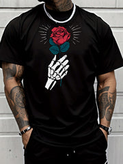 Men's Fashion Casual Trendy Black T - Shirt with Skeleton Hand