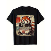 Funny Red Panda Eating Ramen Japanese Kawaii Casual Short Sleeve Unisex Tee