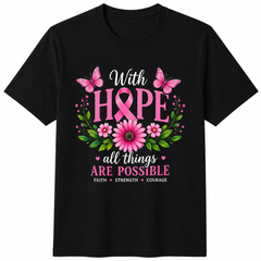Breast Cancer Awareness Pink Ribbon Hope Floral Faith Survivor Support UnisexTee