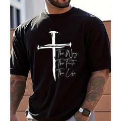 Men's Christian Faith Graphic T-Shirt - The Way The Truth The Life Cross Tee
