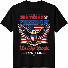 America 250 We The People Flag Eagle 1776 2026 4th July Patriotic Unisex Tee