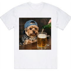 Yorkie Drinking Beer Funny Dog Meme Pet Lover Humor Unisex Tee
