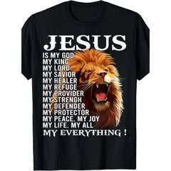 Christian T-Shirt Jesus Is My God King Lord And Savior Faith Tee
