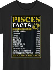 Pisces Facts Sarcastic Savage Loyal Zodiac Humor Funny Casual Gift Unisex Tee