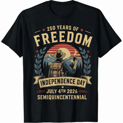 250 Years Freedom Independence Day 2026 USA 4th July Semiquincentennial Tee