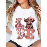 Plus Size Highland Cow Women's Shirt - Cute Cow Print Western Farm T-Shirt