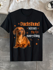 Dachshund Kisses Fix Everything Cute Dog Lover Summer Casual Gift Unisex Tee