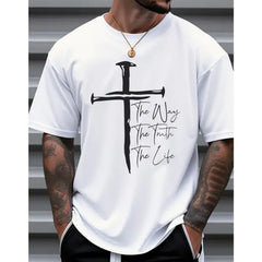 Men's Christian Faith Graphic T-Shirt - The Way The Truth The Life Cross Tee