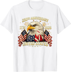 250 Years American Anniversary 1776-2026 USA Flag T-Shirt