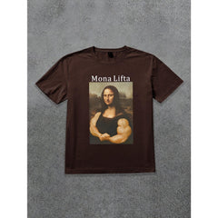 Monalift Funny Mona Lisa Fitness Workout Gym Humor Graphic Unisex Tee