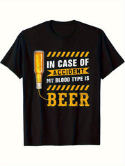 Funny Beer Graphic T-Shirt for Men, Humorous Drinking Quote Tee, Casual Short Sleeve Crew Neck Beer Lover Shirt, Novelty Gift for Dad, Friends