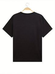 Men's Fashion Masked Person Print Round Neck Short Sleeve T-Shirt