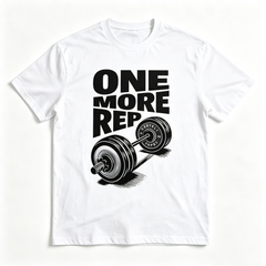 Men's Classic American Style Short Sleeve Graphic T‑Shirt, "One More Rep" Gym Dumbbell Back Print Casual Versatile Crew Neck Tee