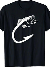 Men’s Casual T-Shirt – Minimalist Fish Hook Art Design