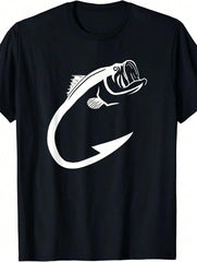 Men’s Casual T-Shirt – Minimalist Fish Hook Art Design