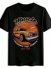 Men’s Vintage 70s–80s Muscle Car Graphic T-Shirt – Retro Garage Design
