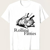 Rolling Fatties Funny Fat Cat Lover Graphic T-Shirt
