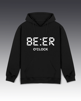 DIYANYONE Original "BE:ER O'CLOCK" Hoodie - Heavyweight Cotton Blend Pullover, Digital Clock Beer Humor Hoodies