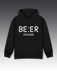 DIYANYONE Original "BE:ER O'CLOCK" Hoodie - Heavyweight Cotton Blend Pullover, Digital Clock Beer Humor Hoodies