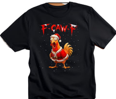 Christmas F-CAW-F T-Shirt Funny Chicken Santa Hat Xmas