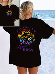 Women's Plus Size Casual Printed Short Sleeve T-Shirt Summer Crew Neck Tops 100%Cotton Women Clothing