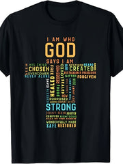 I Am Who God Says I Am Christian Faith T-Shirt - Unisex Religious Verse Tee Comfortable Breathable Cotton Crew Neck Casual Wear