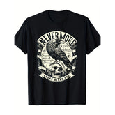 Edgar Allan Poe Nevermore Raven Gothic Graphic T-Shirt, Vintage Dark Academia Literature Tee, Unisex Soft Cotton Crew Neck Top, Gift For Poem Book Lovers & The Raven Fans