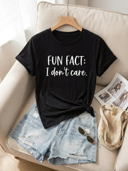 Fun Fact I Don't Care T-Shirt Sarcastic Rude Humor Tee Introvert Gift Top