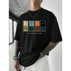 Men's Simple Graphic Print Short Sleeve T-Shirt, Comfortable & Breathable, Fashionable For Summer Wear