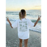 Women's New Summer Casual Round Neck Short Sleeve-Shirt, Simple Versatile Tree Print, Suitable Daily Wear. Tee,