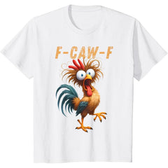 Funny Rooster Meme Shirt, F-CAW-F Chicken Humor Tee, Silly Farm Animal Graphic Top, Birthday Gift for Men Women
