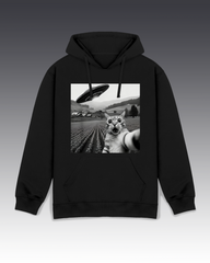 DIYANYONE Meme Hoodies: Cat Selfie Field UFO Abduction Trip