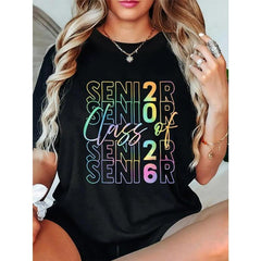 100% Cotton Class of 2026 Senior 2026 Graduation 2025 StudentT-Shirt Fashion Short Sleeve Shirt