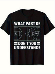 Men'S Basketball Graphic T-Shirt - Casual Short-Sleeve Top, Machine Washable with a Round Neck, Suitable for Everyday Wear, Featuring Sporty Elements, Perfect for Outdoor Outfits