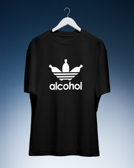 DIYANYONE Original "ALCOHOL" Cotton T-Shirt - Pub Culture Parody Tee, Funny Drink Statement Bar Style