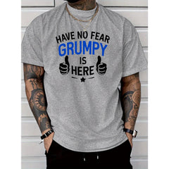 Men's Casual Fashion Short-sleeve T-shirt, Featuring a New "No Fear" Graphic Print Design, 100% Polyester, Regular Fit Round Neck, Comfortable Stretch Summer Fashion Tee, Casual Daily Style Clothing, Ideal as a Gift