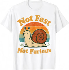 Not Fast Not Furious Funny Snail Pace Funny Retro Sunset T-Shirt