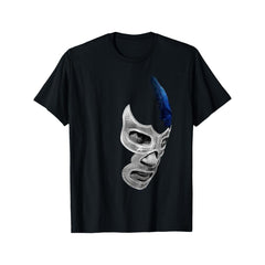 1 Men's Casual Cotton T-Shirt with Mexican Art Devil Blue Fighting Mexican Wrestler Legend App, Regular, Knitted Fabric, Geometric Pattern, Suitable for Sports, Running, Training, Hiking and Outdoor Activities, Unisex, Suitable for Teens and Adults,