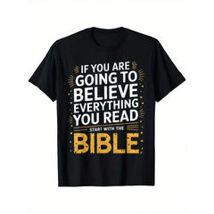 Men's Clothing Bible Text Printed Black Tshirt, Graphic Tee, Summer Tops, Shirt, Unisex Casual Crew Neck Tshirt