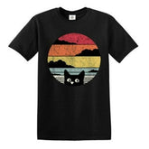 Cat Sunset Retro Printed T-Shirt