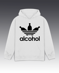 DIYANYONE Original "ALCOHOL" Hoodie - Heavyweight Cotton Blend Pullover, Pub Culture Drink Parody Hoodies