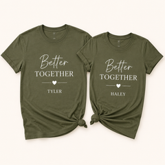Personalized Couple T-Shirt Set Custom 2 Piece Matching Tees for Him and Her